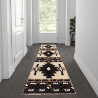 Flash Furniture ACD-RG202-27-BN-GG Mohave Collection 2' x 7' Brown Traditional Southwestern Style Area Rug - Olefin Fibers with Jute Backing